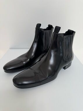 Louis Vuitton Black Leather Chelsea Boots, Men’s Size 9.5